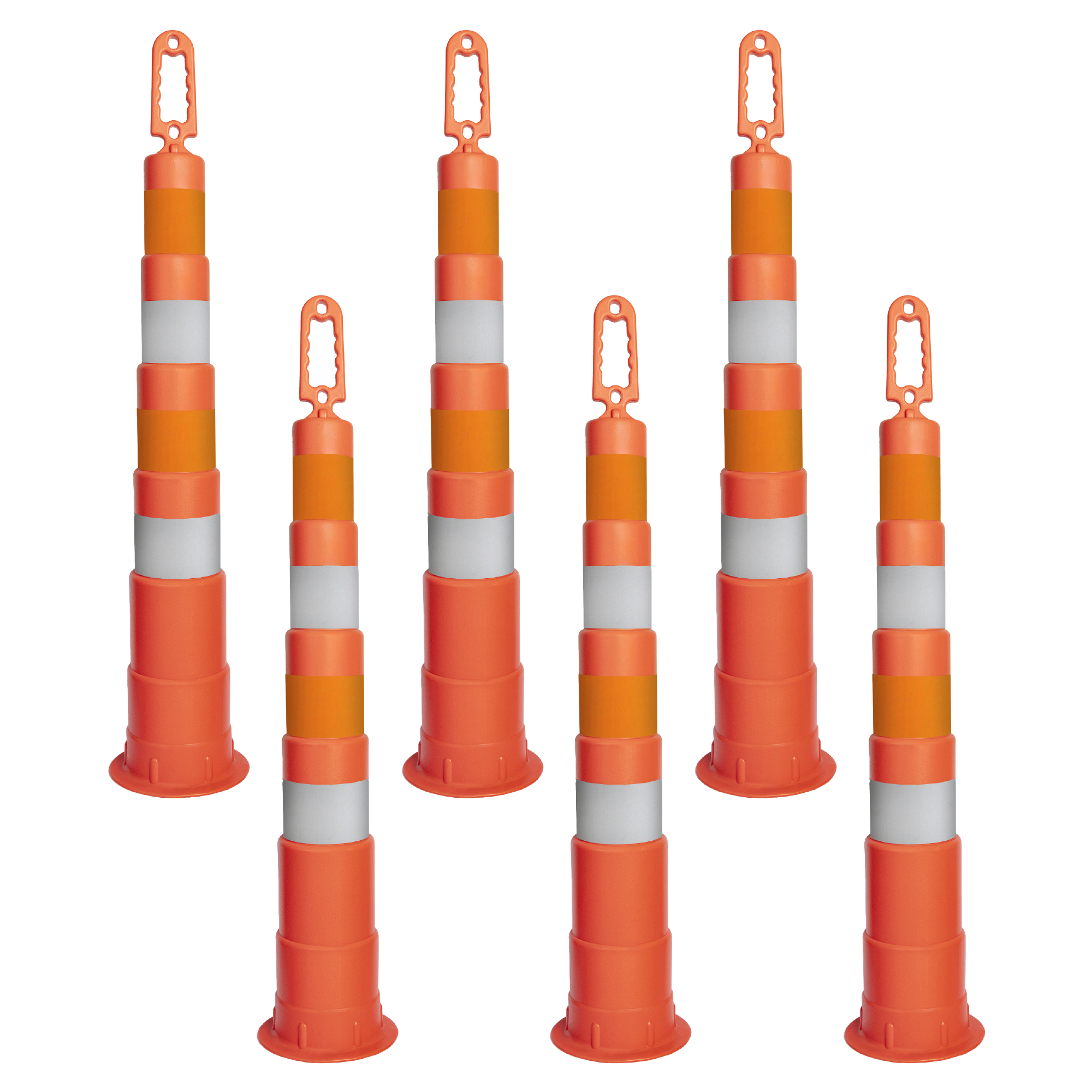 42" Orange Channelizer Cone with (4) 4" Diamond Grade Sheeting - 6 Pack
